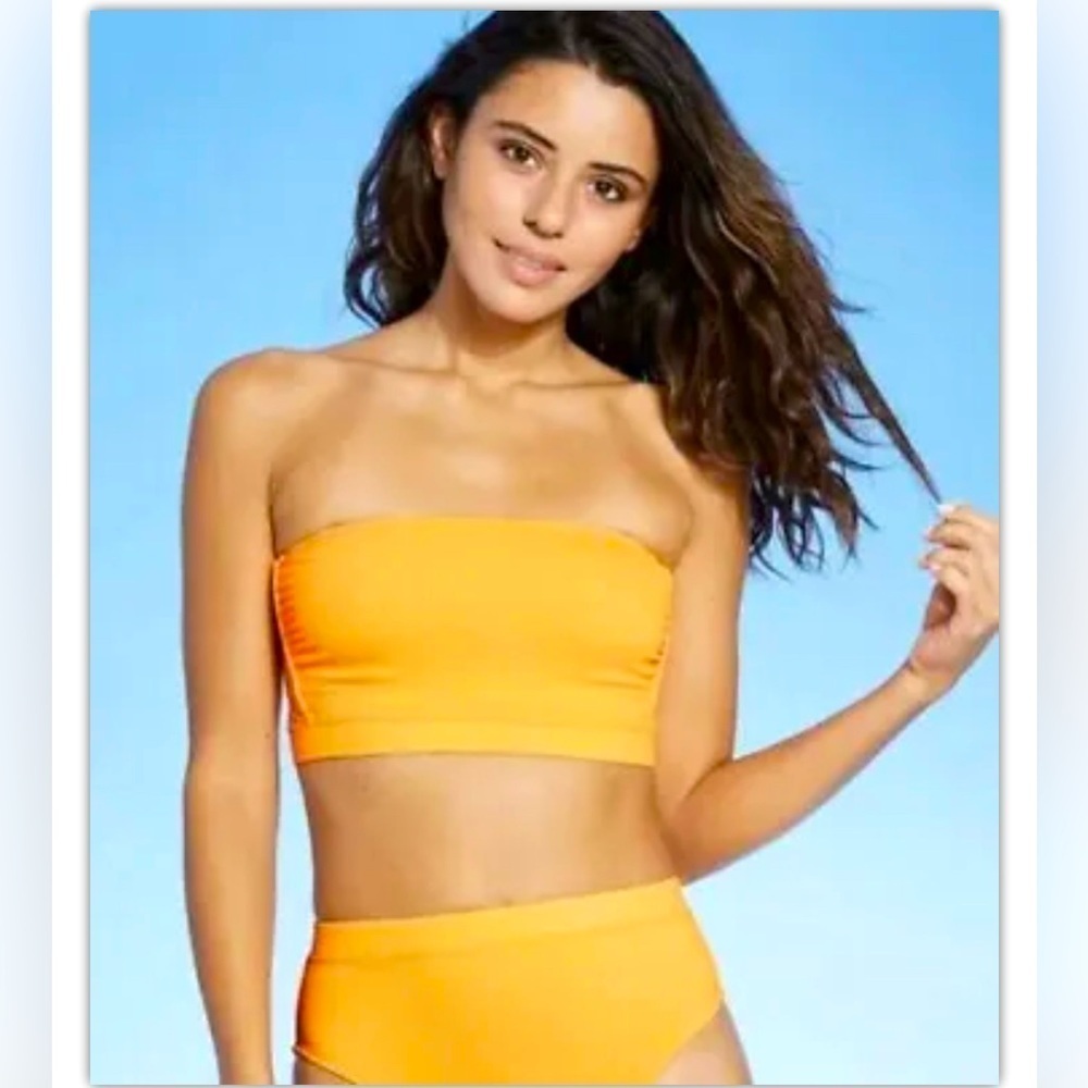 Xhilaration 2pc Women's Strapless Bikini Swim Top + bottom Orange Size S (0-2)